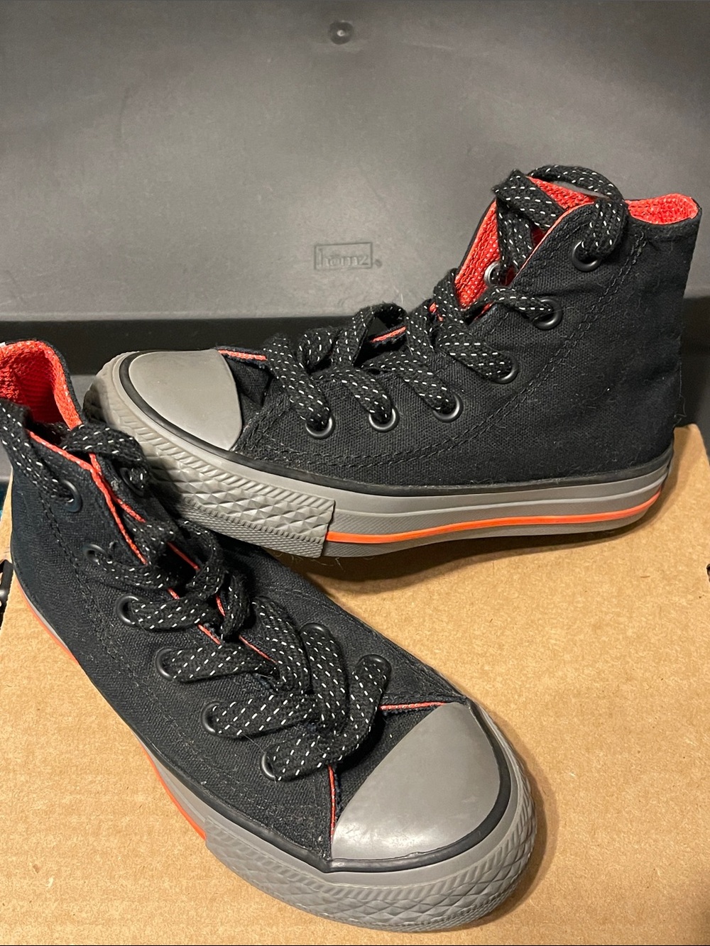 Converse Kids Black High-Top Sneakers with Red Accents